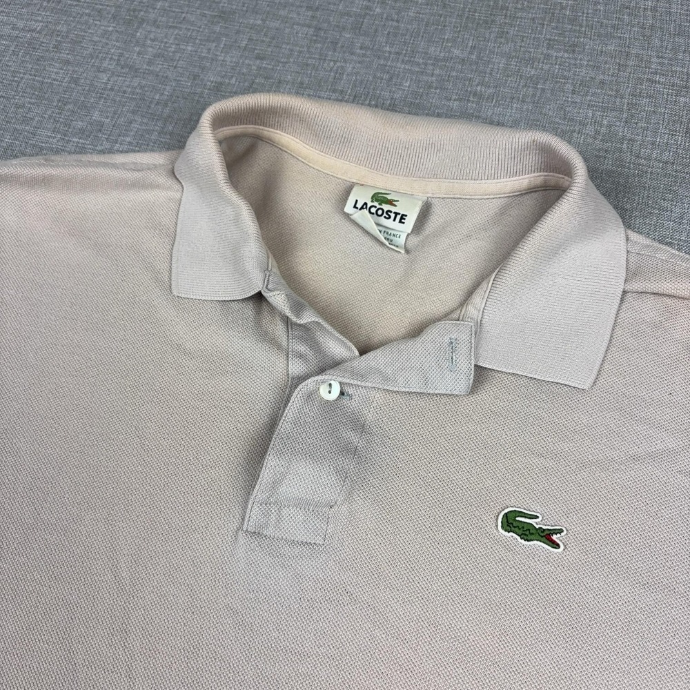 Lacoste Polo Shirt Mens XL Gray Solid Knit Short Sleeve Croc Logo Classic Faded